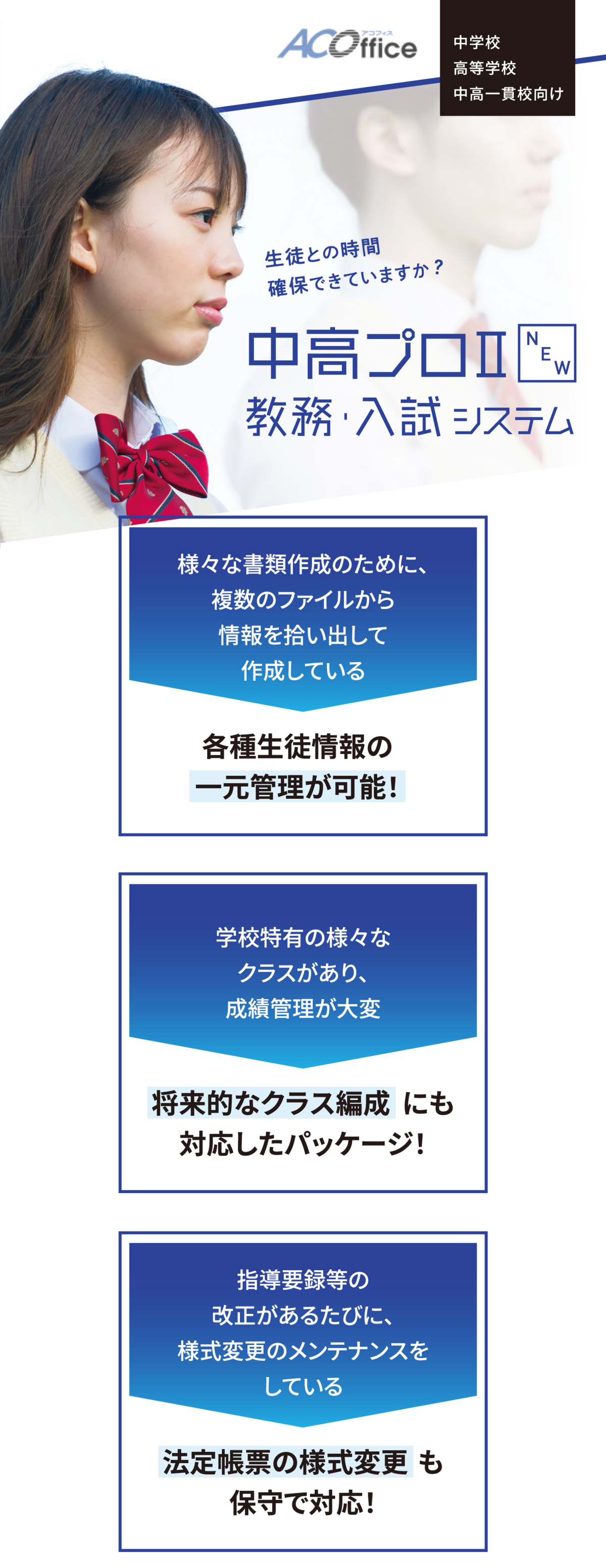 中学校高等学校中高一貫校向け 中高プロⅡ 教務･入試 システム